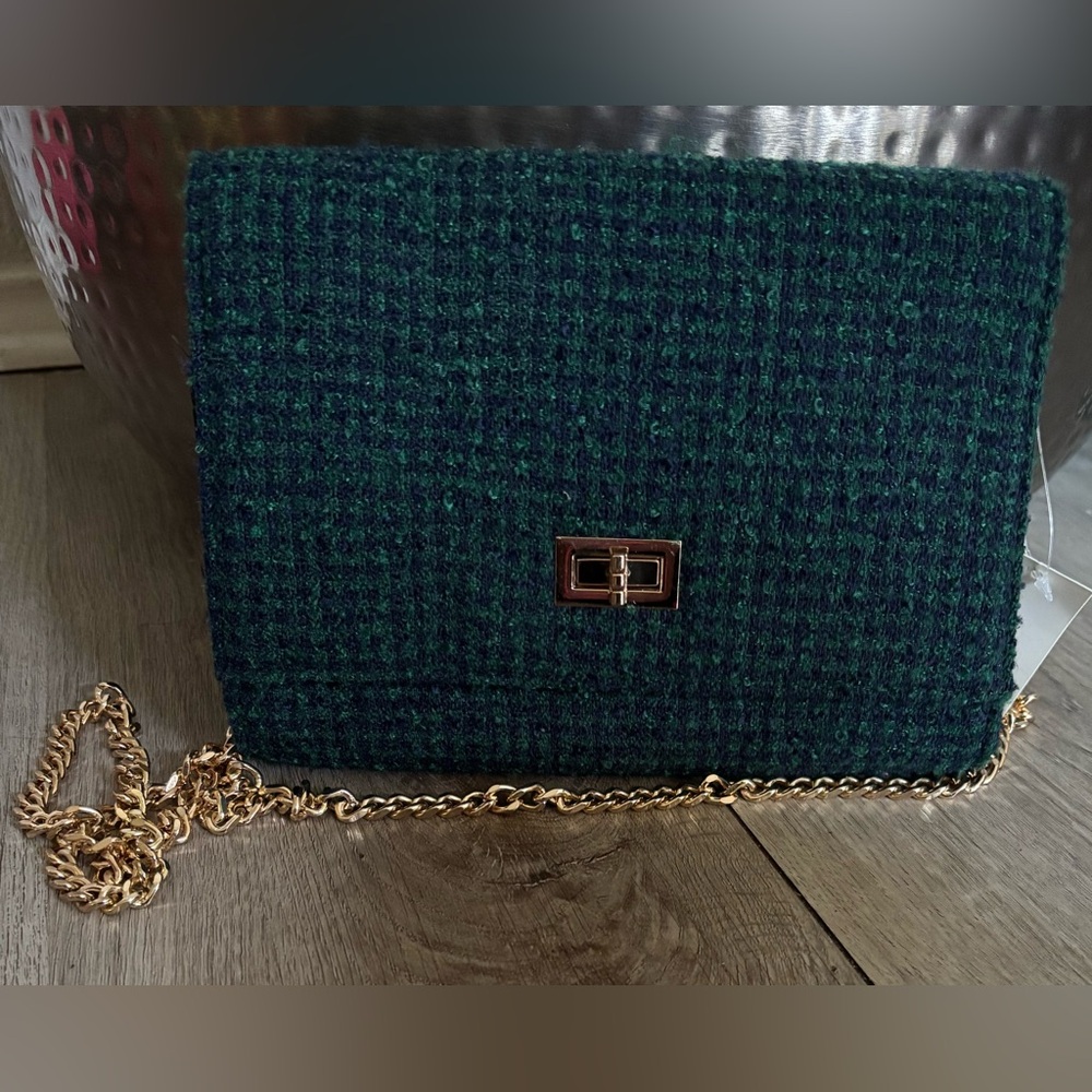 Elegant Green/Blue Tweed Women's Bag - Picture 6 of 7